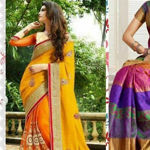 Half half model Saree with Georgete and net fabric